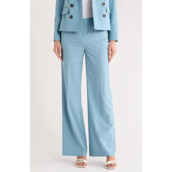 VERONICA BEARD Tonelli Wool Blend Pants in Sea Glass Blue - Picture 1 of 8